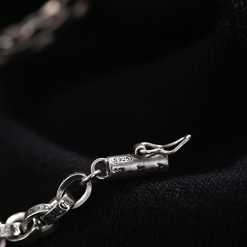 Pulsera de metal creativa con diseño tallado de Om Mani Padme Hum de plata de ley 925 con Buddha Stones - image 6