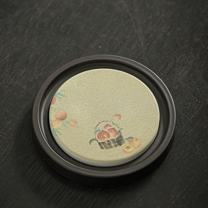 Buddha Stones, flor de ciruelo, corazón de melocotón, Sutra, níspero, Magnolia, caqui, tapete para Taza de cerámica, posavasos, tapete para té Kung Fu