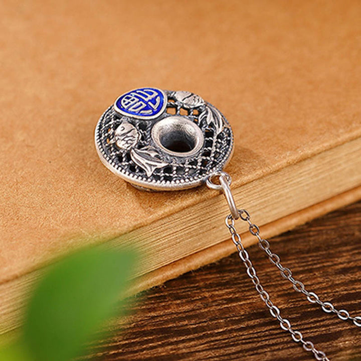 Collar con colgante de plata de ley 999 con Buddha Stones , diseño de pez Koi Fu con hebilla de loto y paz - image 3