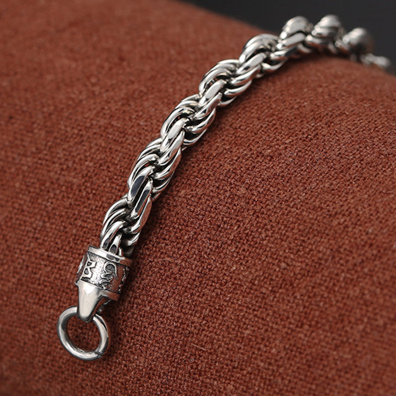 Pulsera de plata de ley 925 con Buddha Stones , Om Mani Padme Hum tibetano, doble Dorje Vajra, diseño trenzado, paz y amor - image 6