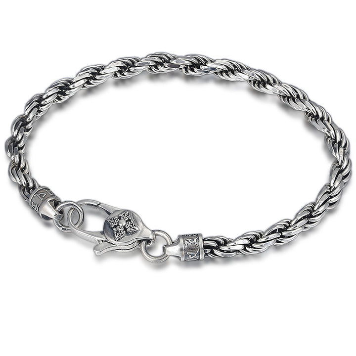 Pulsera de plata de ley 925 con Buddha Stones , Om Mani Padme Hum tibetano, doble Dorje Vajra, diseño trenzado, paz y amor - image 1