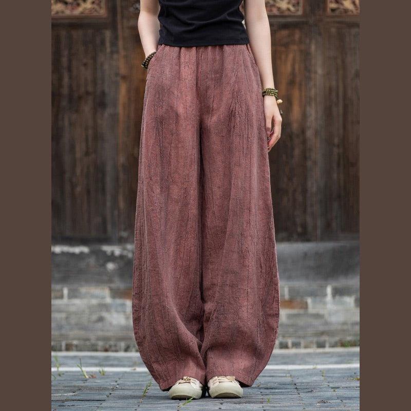 Pantalones de lino de algodón con Buddha Stones , pantalones de diseño teñido anudado, pantalones sueltos de Yoga Zen para mujer con bolsillos - Violeta pálido rojo (estilo regular) - US8-10,UK/AU12-14,EU40-42 (L)  - image 25