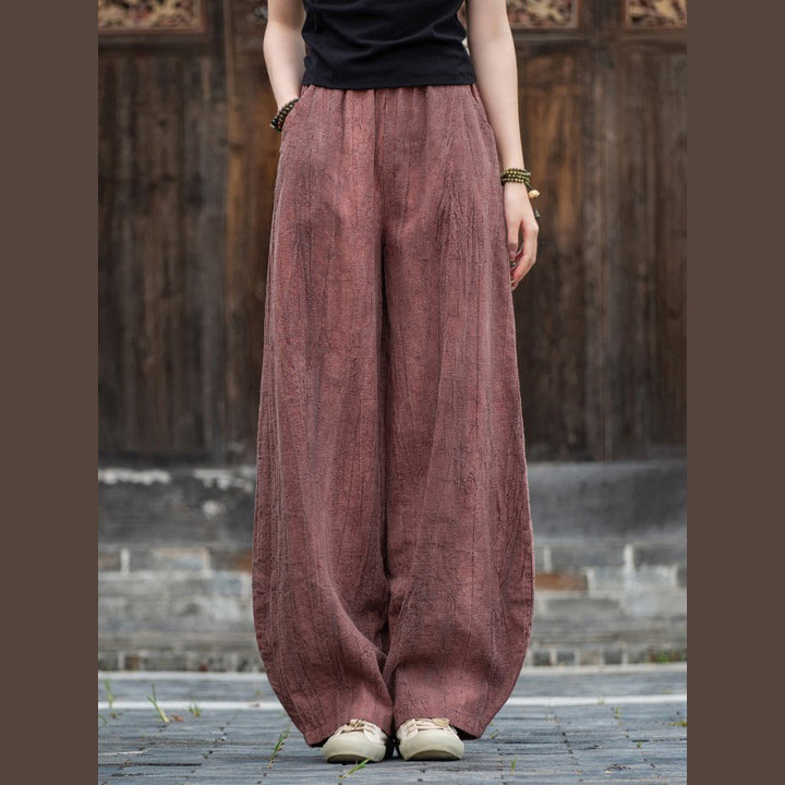 Pantalones de lino de algodón con Buddha Stones , pantalones de diseño teñido anudado, pantalones sueltos de Yoga Zen para mujer con bolsillos - Violeta pálido rojo (estilo regular) - US8-10,UK/AU12-14,EU40-42 (L)  - image 25