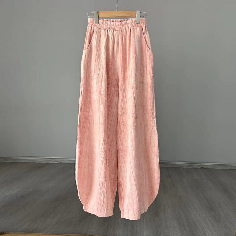 Pantalones de lino de algodón con Buddha Stones , pantalones de diseño teñido anudado, pantalones sueltos de Yoga Zen para mujer con bolsillos - Rosa claro (estilo regular) - US8-10,UK/AU12-14,EU40-42 (L)  - image 31