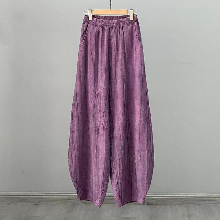 Pantalones de lino de algodón con Buddha Stones , pantalones de diseño teñido anudado, pantalones sueltos de Yoga Zen para mujer con bolsillos - Morado (estilo regular) - US8-10,UK/AU12-14,EU40-42 (L)  - image 30