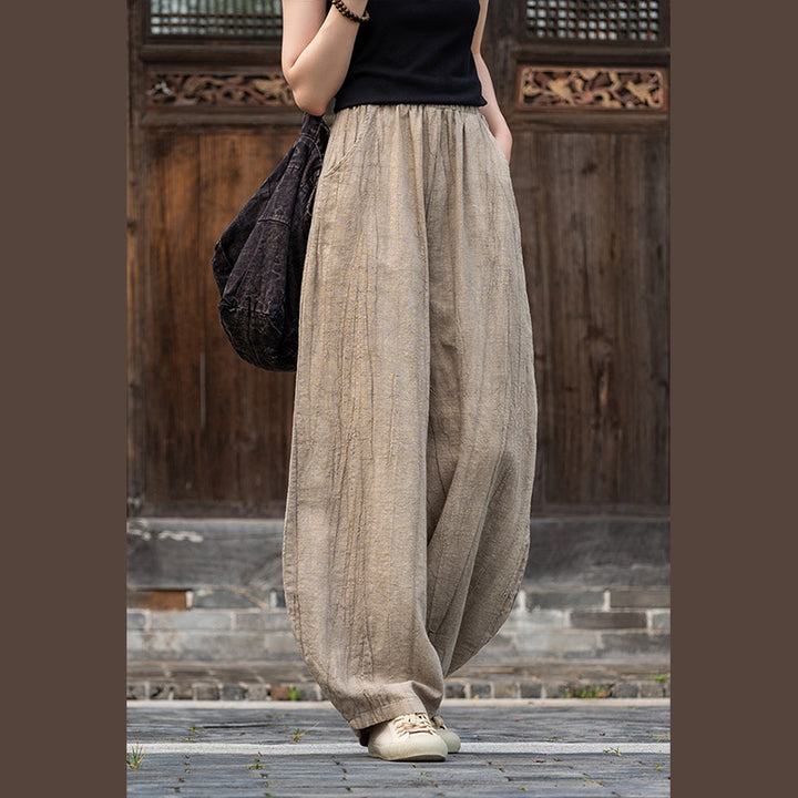 Pantalones de lino de algodón con Buddha Stones , pantalones de diseño teñido anudado, pantalones sueltos de Yoga Zen para mujer con bolsillos - Beige (estilo regular) - US8-10,UK/AU12-14,EU40-42 (L)  - image 23