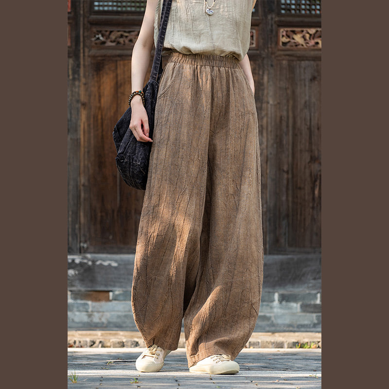 Pantalones de lino de algodón con Buddha Stones , pantalones de diseño teñido anudado, pantalones sueltos de Yoga Zen para mujer con bolsillos - image 2