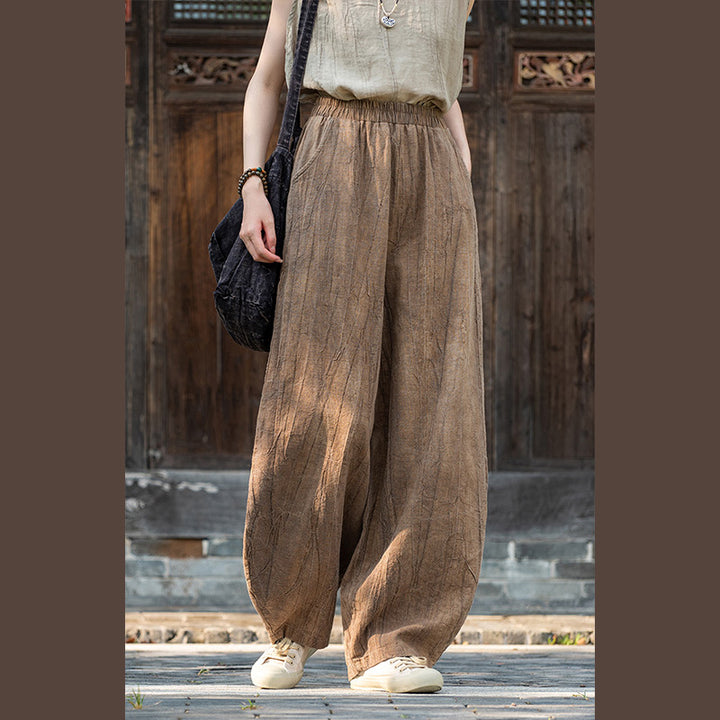 Pantalones de lino de algodón con Buddha Stones , pantalones de diseño teñido anudado, pantalones sueltos de Yoga Zen para mujer con bolsillos - image 2