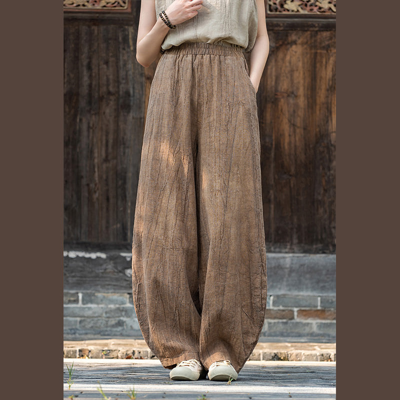 Pantalones de lino de algodón con Buddha Stones , pantalones de diseño teñido anudado, pantalones sueltos de Yoga Zen para mujer con bolsillos - image 1