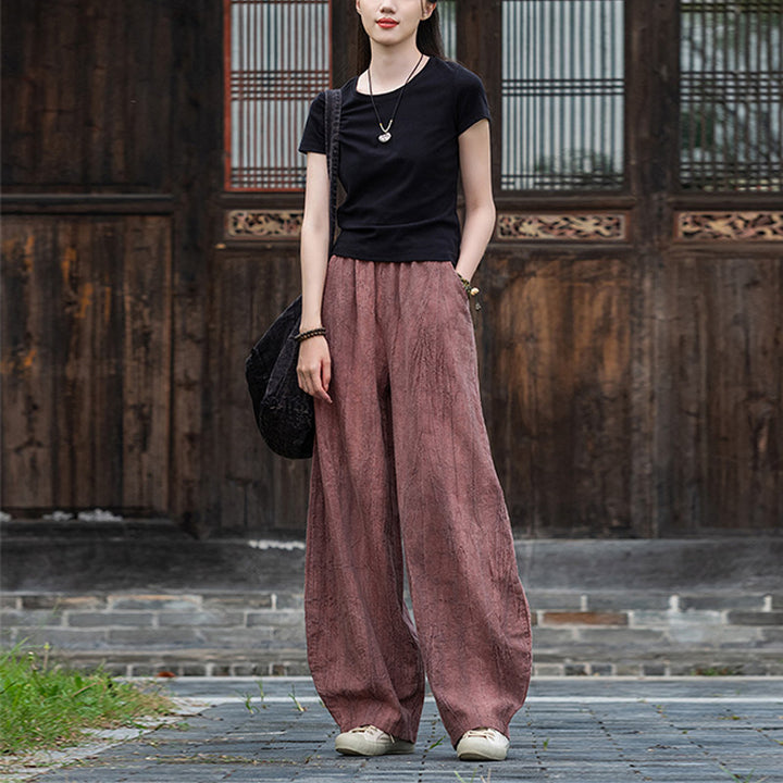 Pantalones de lino de algodón con Buddha Stones , pantalones de diseño teñido anudado, pantalones sueltos de Yoga Zen para mujer con bolsillos - image 22