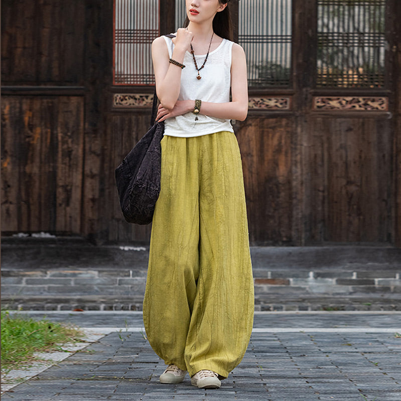 Pantalones de lino de algodón con Buddha Stones , pantalones de diseño teñido anudado, pantalones sueltos de Yoga Zen para mujer con bolsillos - image 29