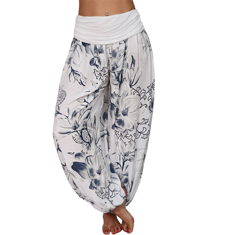 Pantalones de yoga para mujer con diseño de hojas de flores y piedras de Buddha Stones - Blanco - US20,UK/AU24,EU52 (5XL) - image 4