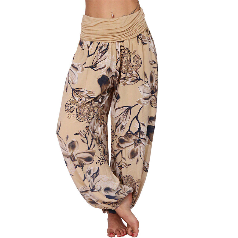 Pantalones de yoga para mujer con diseño de hojas de flores y piedras de Buddha Stones - Caqui - US20,UK/AU24,EU52 (5XL) - image 7