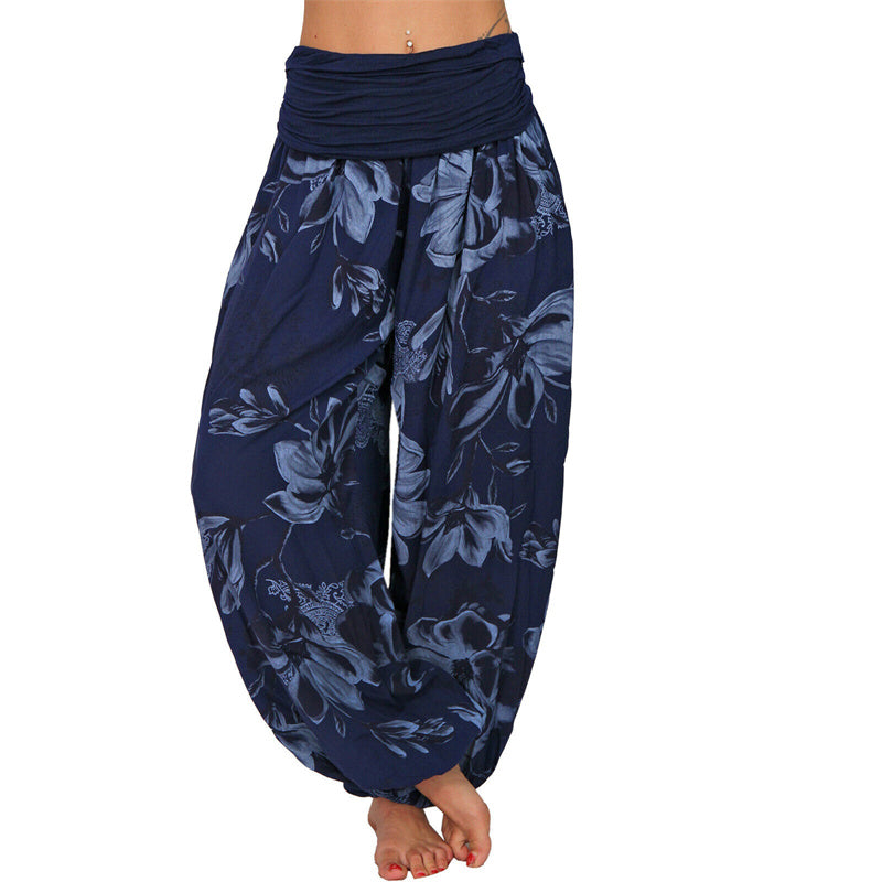 Pantalones de yoga para mujer con diseño de hojas de flores y piedras de Buddha Stones - Azul marino - US20,UK/AU24,EU52 (5XL) - image 25