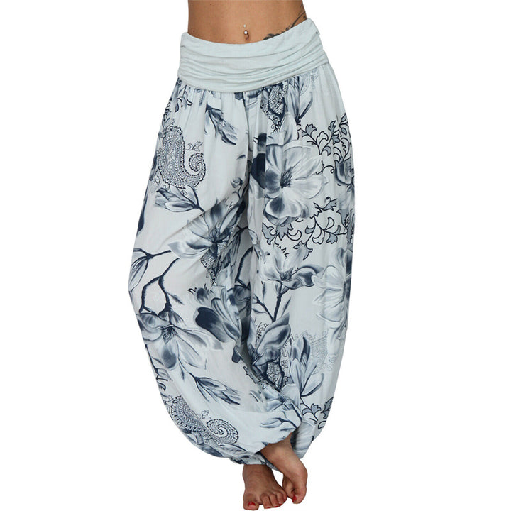 Pantalones de yoga para mujer con diseño de hojas de flores y piedras de Buddha Stones - Azul claro - US20,UK/AU24,EU52 (5XL) - image 19