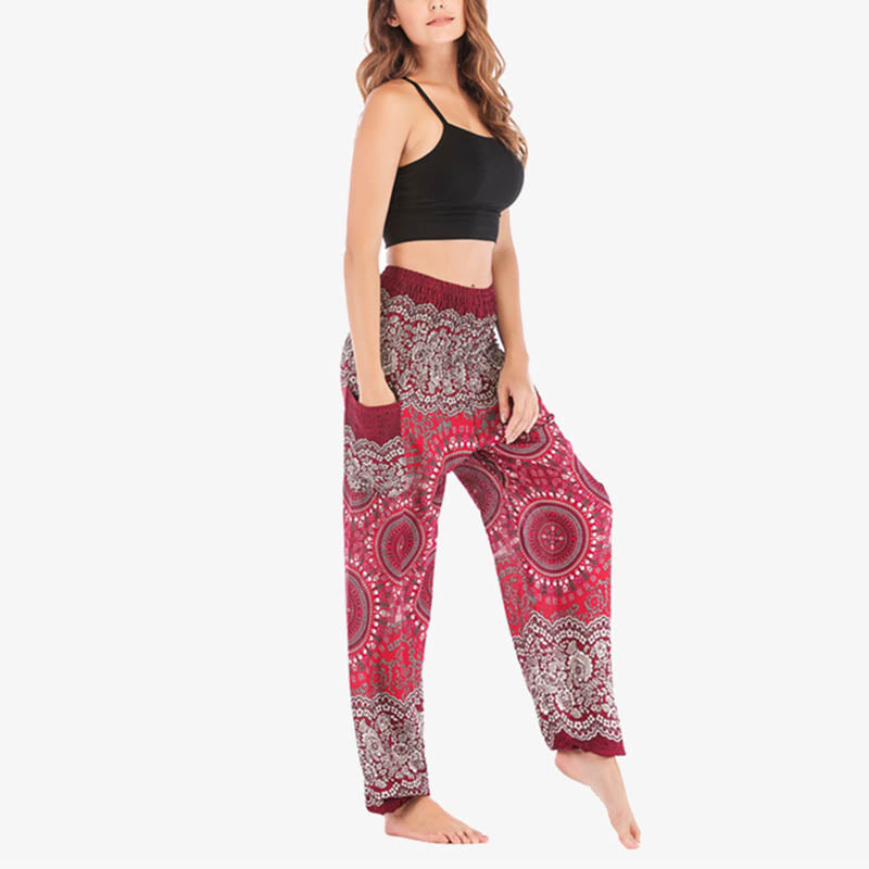 Buddha Stones Boho Pantalones Harem Sueltos Pantalones de Yoga para Mujer - image 29