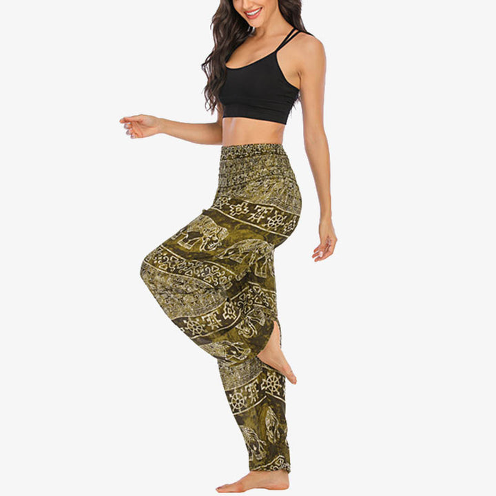 Pantalones de yoga para mujer con estampado de elefante y Buddha Stones, sueltos, informales, de cintura alta - image 32