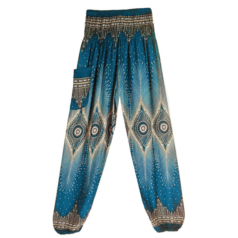 Pantalones de yoga para mujer con diseño de plumas de pavo real y ojos pequeños con Buddha Stones - image 26