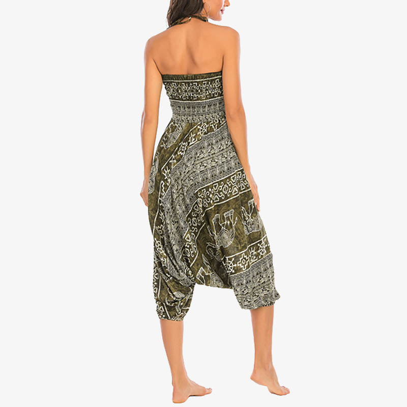Buddha Stones de dos estilos Patrón de elefante Pantalones de harén holgados ahumados Mono Pantalones de yoga para mujer - image 19
