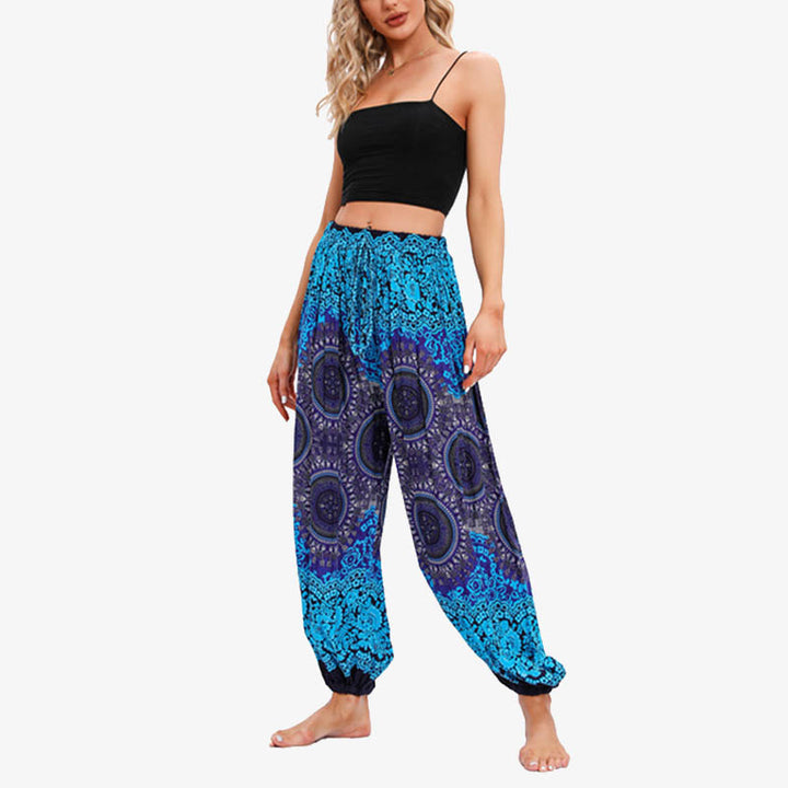 Pantalones de yoga para mujer con Buddha Stones, redondos, geométricos, florales, sueltos