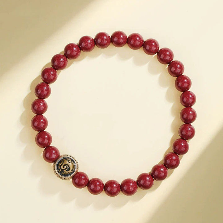 Pulsera de bendición de las cuatro bestias con cinabrio natural de plata de ley 925 con Buddha Stones - 6 mm - Dragón azul (circunferencia de la muñeca: 14-16 cm) - image 1