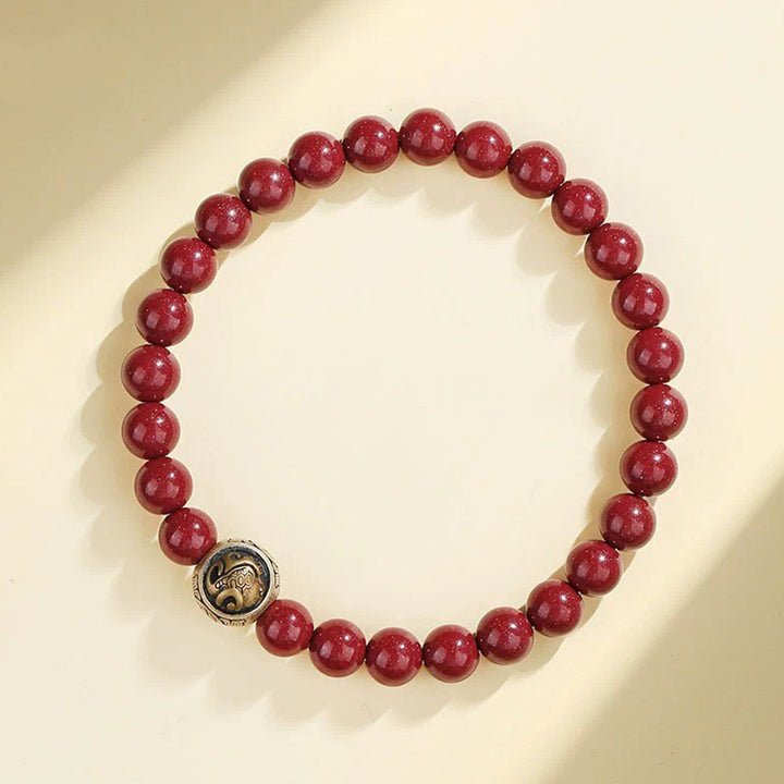 Pulsera de bendición de las cuatro bestias con cinabrio natural de plata de ley 925 con Buddha Stones - 6 mm - Tortuga negra (circunferencia de muñeca 14-16 cm) - image 3