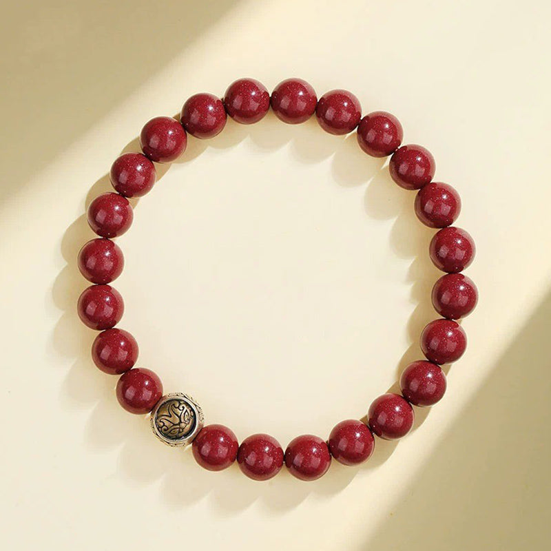 Pulsera de bendición de las cuatro bestias con cinabrio natural de plata de ley 925 con Buddha Stones - 8 mm - Tigre blanco (circunferencia de muñeca 14-16 cm) - image 6