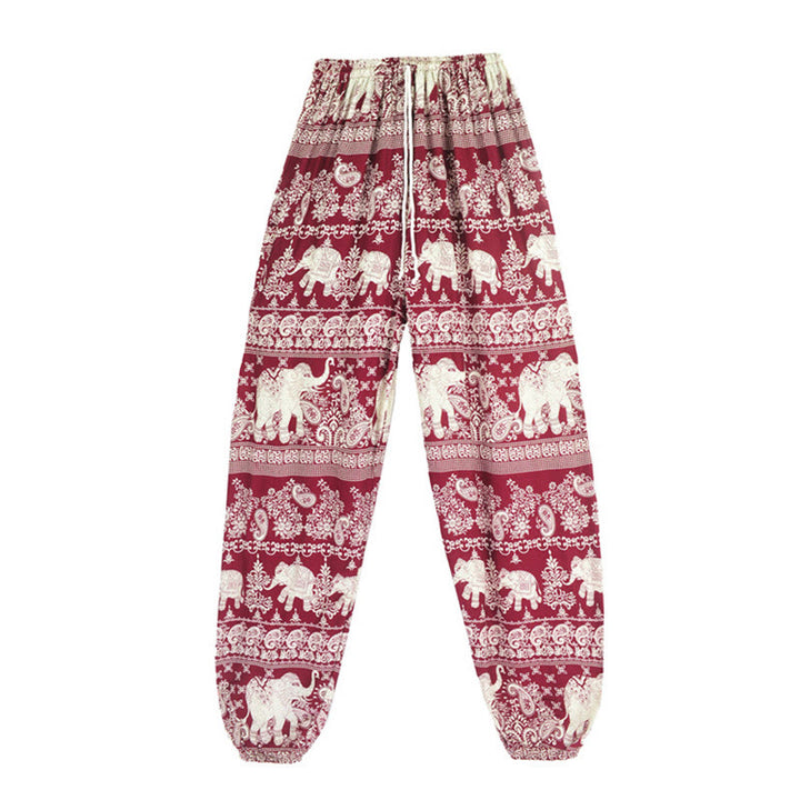 Pantalones de yoga para mujer con diseño de elefante suelto bohemio con Buddha Stones - image 5