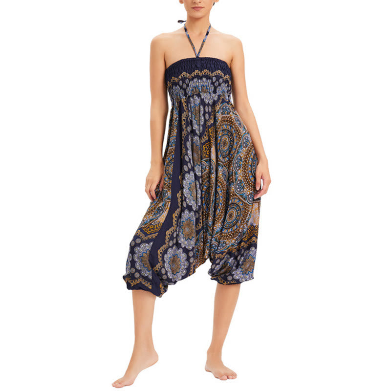 Buddha Stones, ropa de dos estilos, patrón de flores de Mandala, pantalones bombachos holgados ahumados, mono, pantalones de cintura alta - image 24