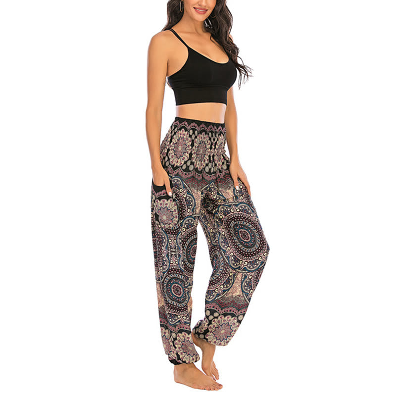 Pantalones de yoga para mujer con diseño geométrico redondo y suelto con Buddha Stones - image 2