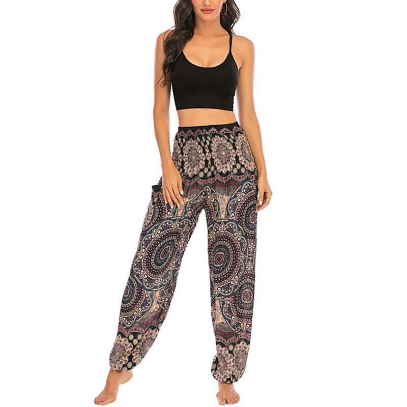 Pantalones de yoga para mujer con diseño geométrico redondo y suelto con Buddha Stones - image 1