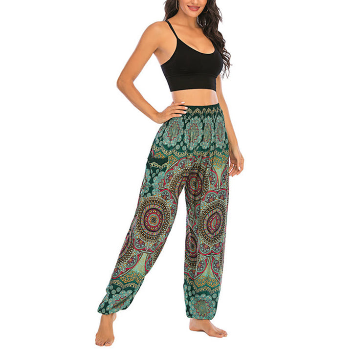 Pantalones de yoga para mujer con diseño geométrico redondo y suelto con Buddha Stones - image 11