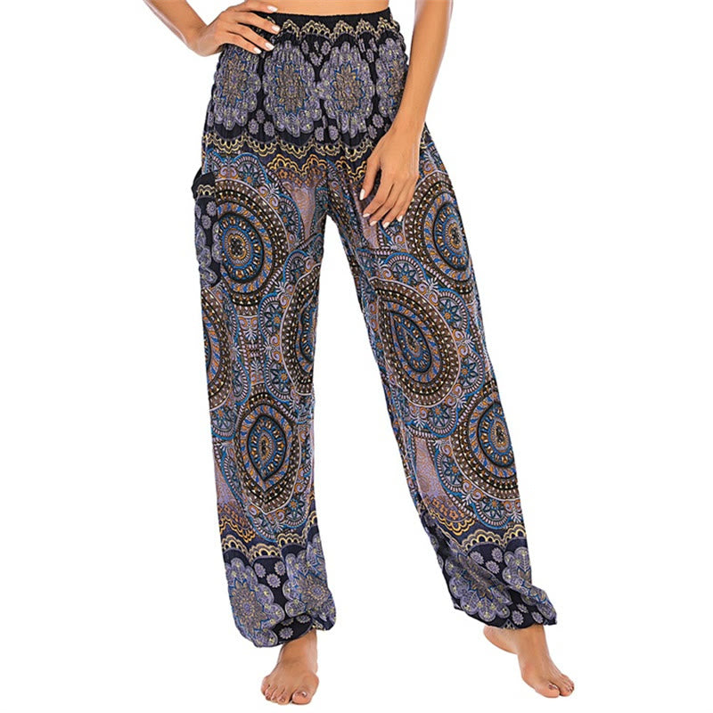 Pantalones de yoga para mujer con diseño geométrico redondo y suelto con Buddha Stones - Azul oscuro - US2-8/10,UK/AU6-12/14,EU34-40/42 (F) - image 23