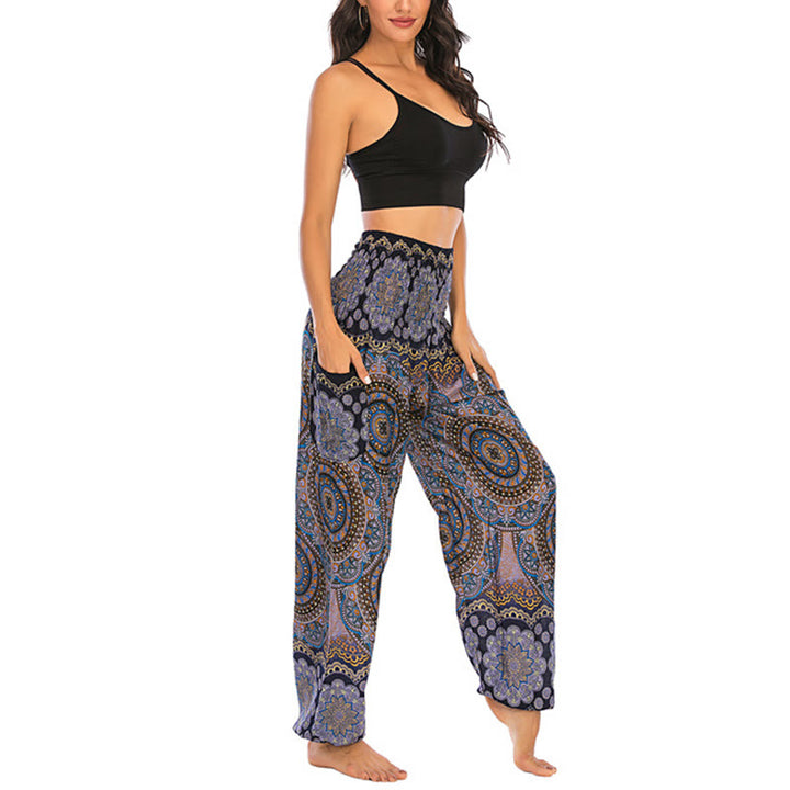 Pantalones de yoga para mujer con diseño geométrico redondo y suelto con Buddha Stones - image 28