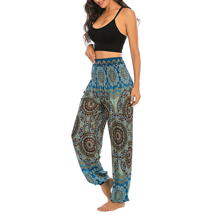 Pantalones de yoga para mujer con diseño geométrico redondo y suelto con Buddha Stones - Azul cielo verde - US2-8/10,UK/AU6-12/14,EU34-40/42 (F) - image 31