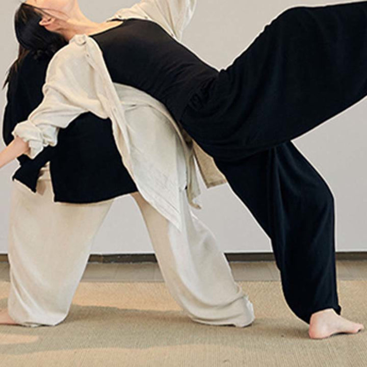 Buddha Stones, abrigo liso de manga larga, chaqueta, pantalones de pierna ancha, ropa de meditación Zen Tai Chi Yoga - image 14