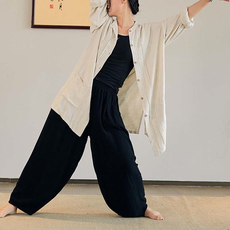 Buddha Stones, abrigo liso de manga larga, chaqueta, pantalones de pierna ancha, ropa de meditación Zen Tai Chi Yoga - image 21
