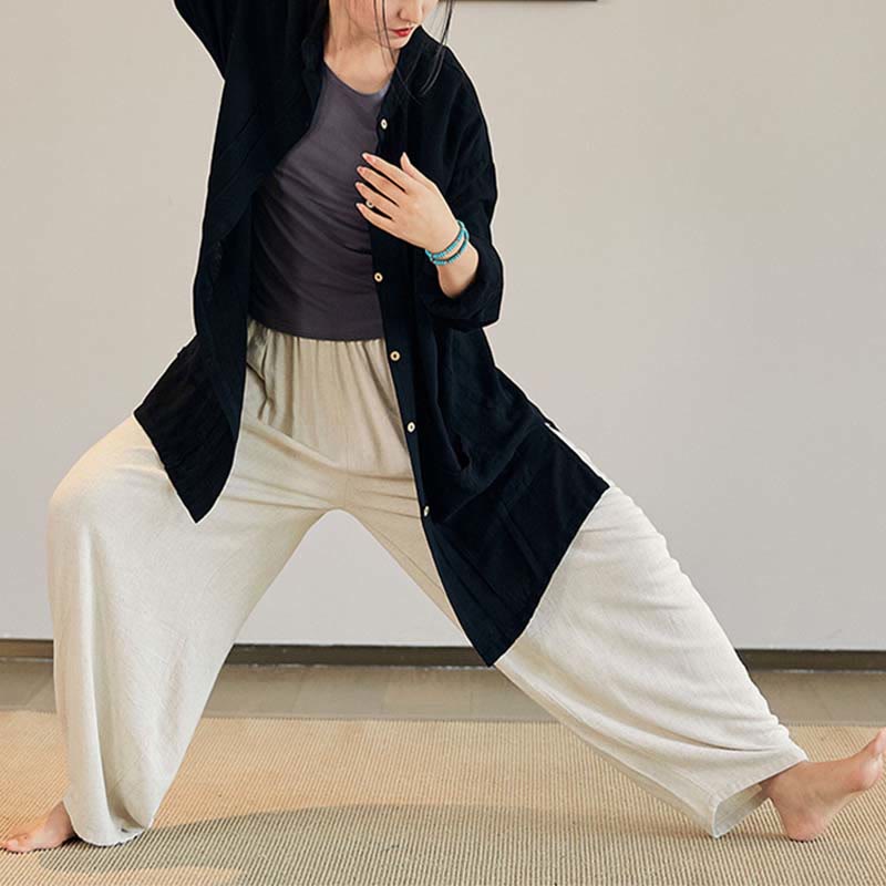 Buddha Stones, abrigo liso de manga larga, chaqueta, pantalones de pierna ancha, ropa de meditación Zen Tai Chi Yoga - image 16