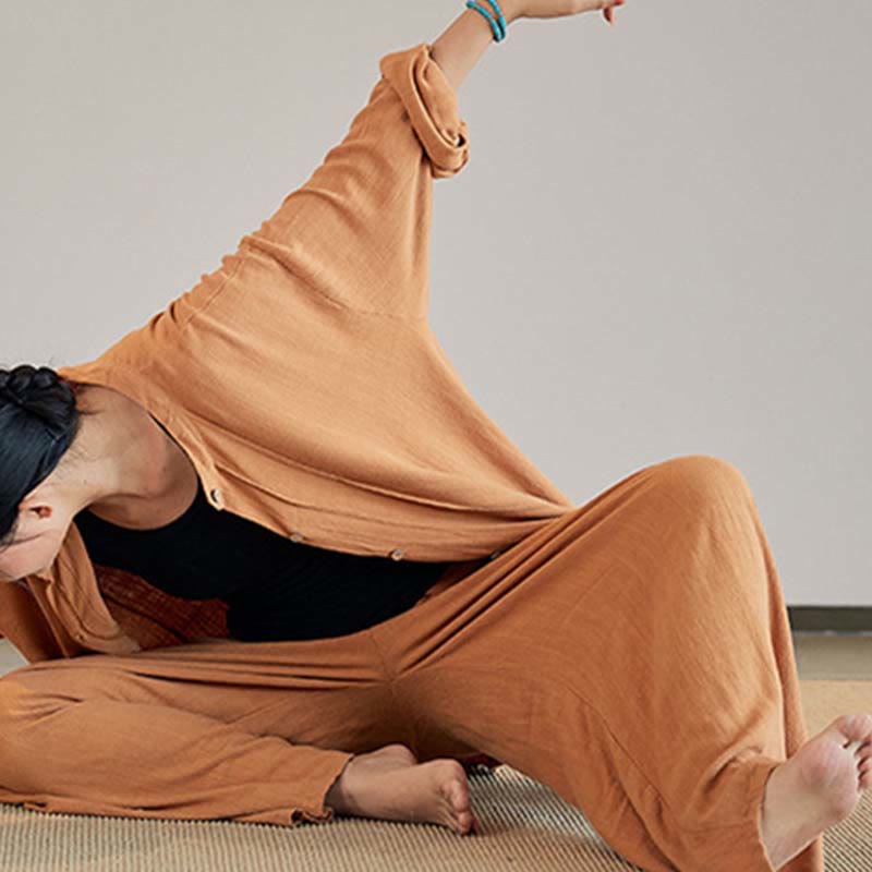 Buddha Stones, abrigo liso de manga larga, chaqueta, pantalones de pierna ancha, ropa de meditación Zen Tai Chi Yoga - image 29