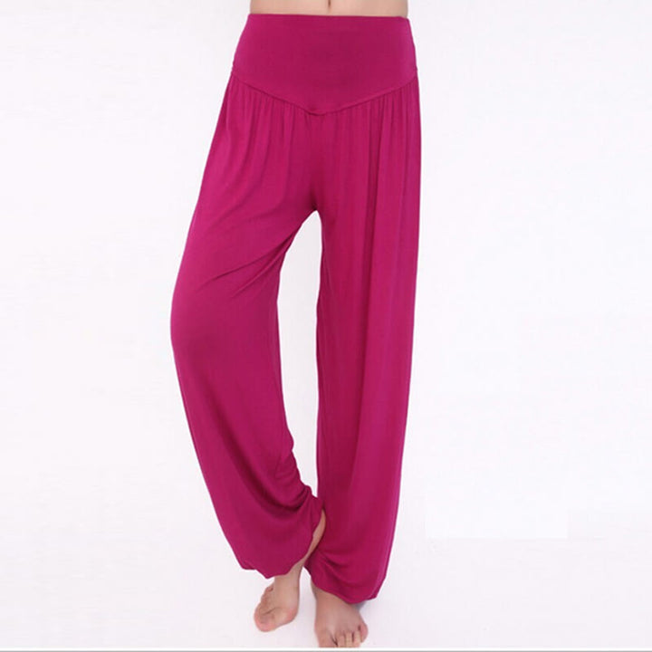 Pantalones Harem largos de danza de yoga modal de color sólido con Buddha Stones - Violeta medio rojo - US14, UK/AU18, EU46 (3XL) - image 52
