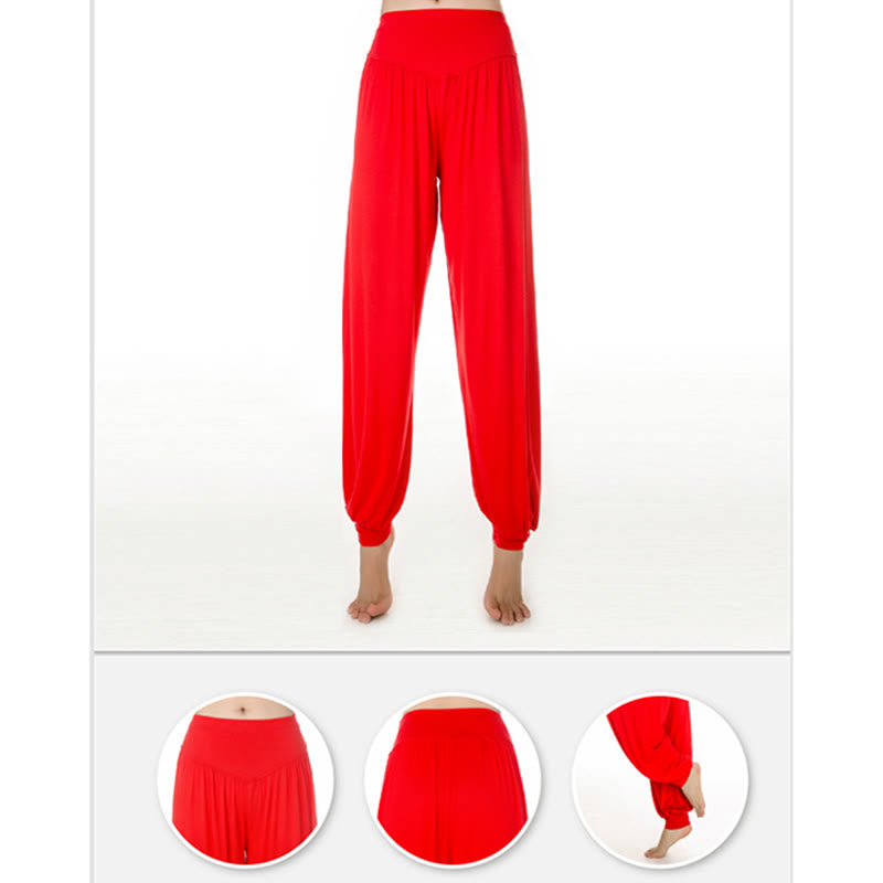 Pantalones Harem largos de danza de yoga modal de color sólido con Buddha Stones - image 30