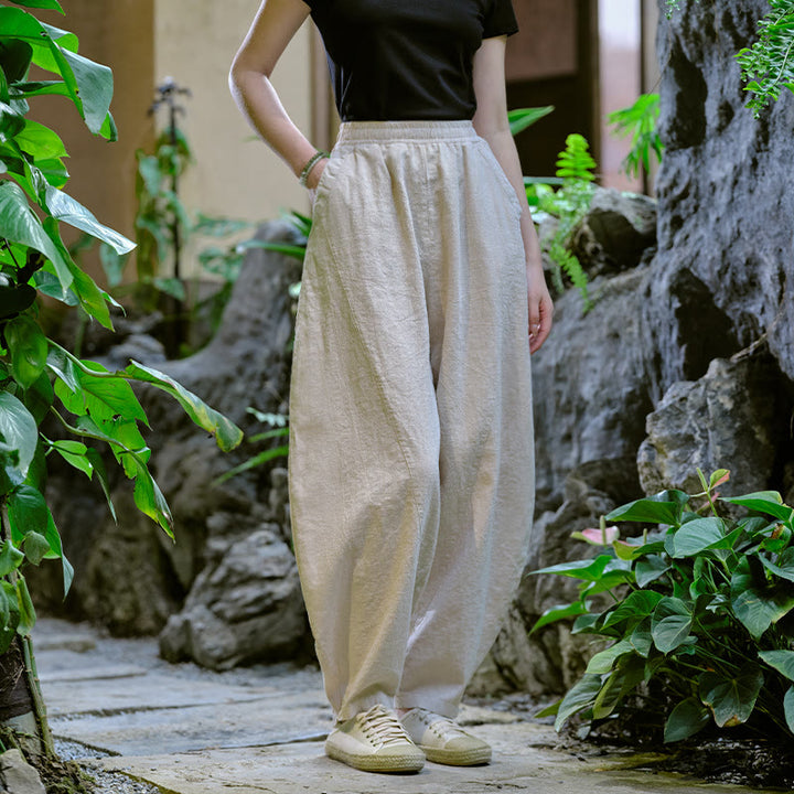 Pantalones harén de yoga sueltos de color sólido con Buddha Stones y bolsillos - image 9