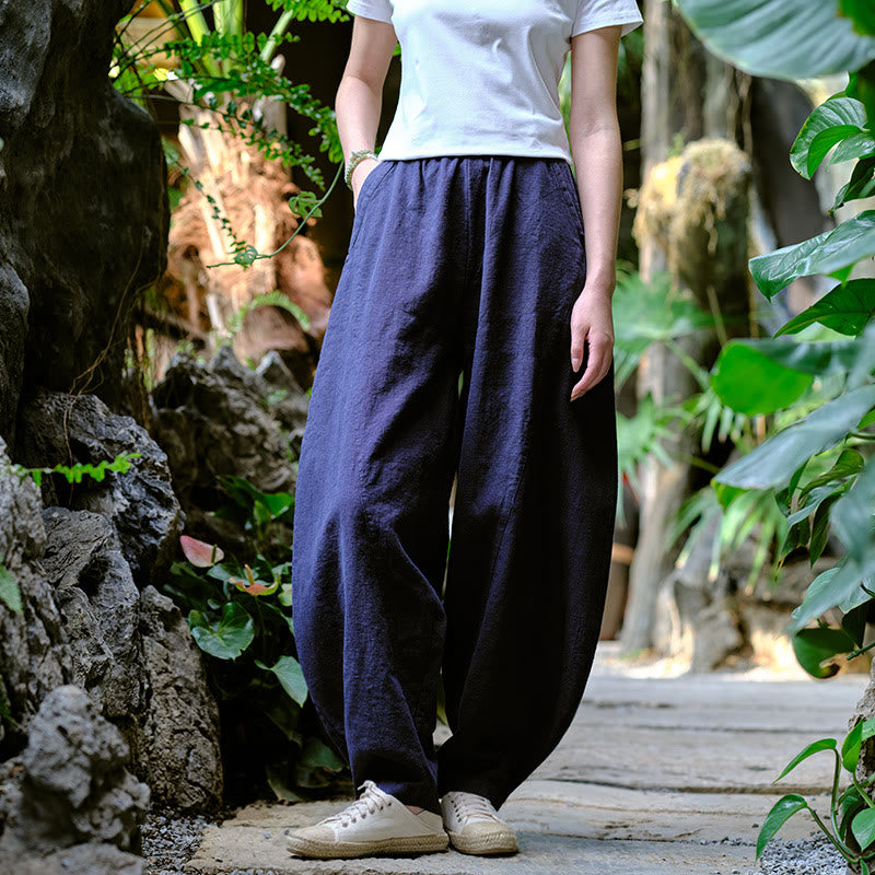 Pantalones harén de yoga sueltos de color sólido con Buddha Stones y bolsillos - image 19