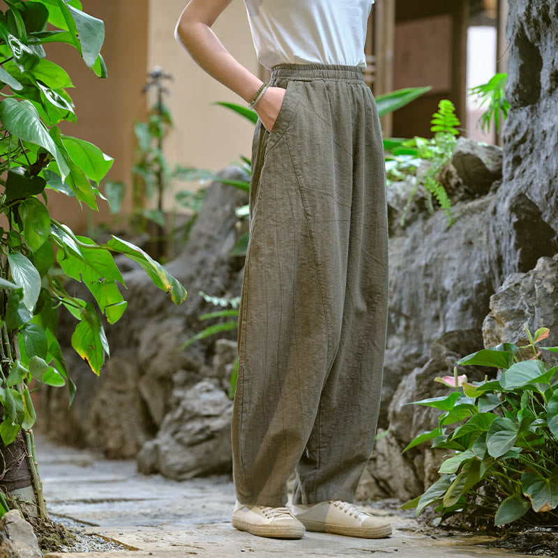 Pantalones harén de yoga sueltos de color sólido con Buddha Stones y bolsillos - image 32