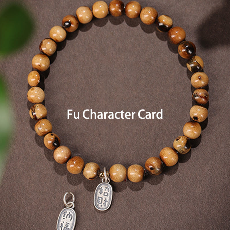 Pulsera de plata de ley 925 con Buddha Stones, sauce marino dorado Natural, Zakiram, diosa de la riqueza, suerte, Fu, carácter, éxito - Personaje Fu de la suerte en plata de ley 925 - 10 mm (circunferencia de la muñeca 14-16 cm) - image 6
