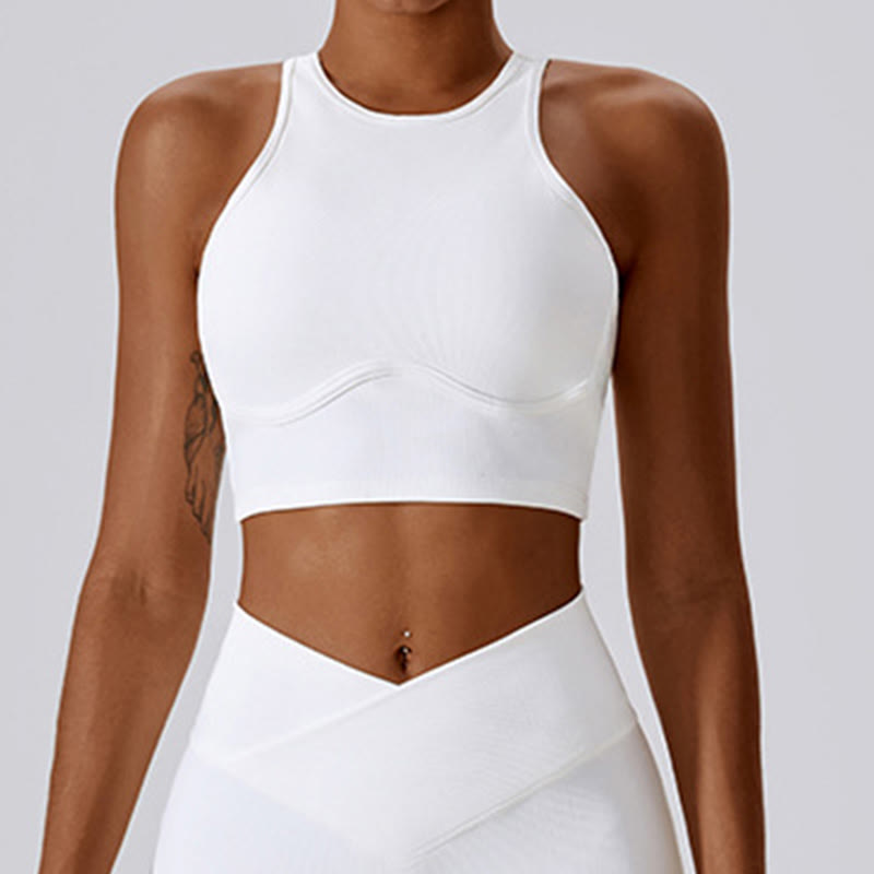 Top corto sin mangas con Buddha Stones y pantalones acampanados para deportes, fitness y yoga