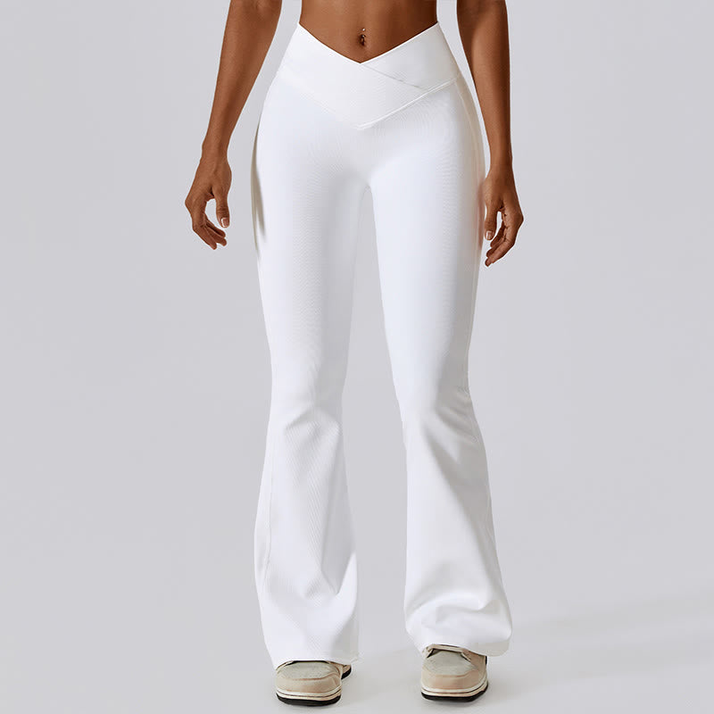 Top corto sin mangas con Buddha Stones y pantalones acampanados para deportes, fitness y yoga