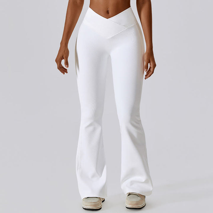 Top corto sin mangas con Buddha Stones y pantalones acampanados para deportes, fitness y yoga