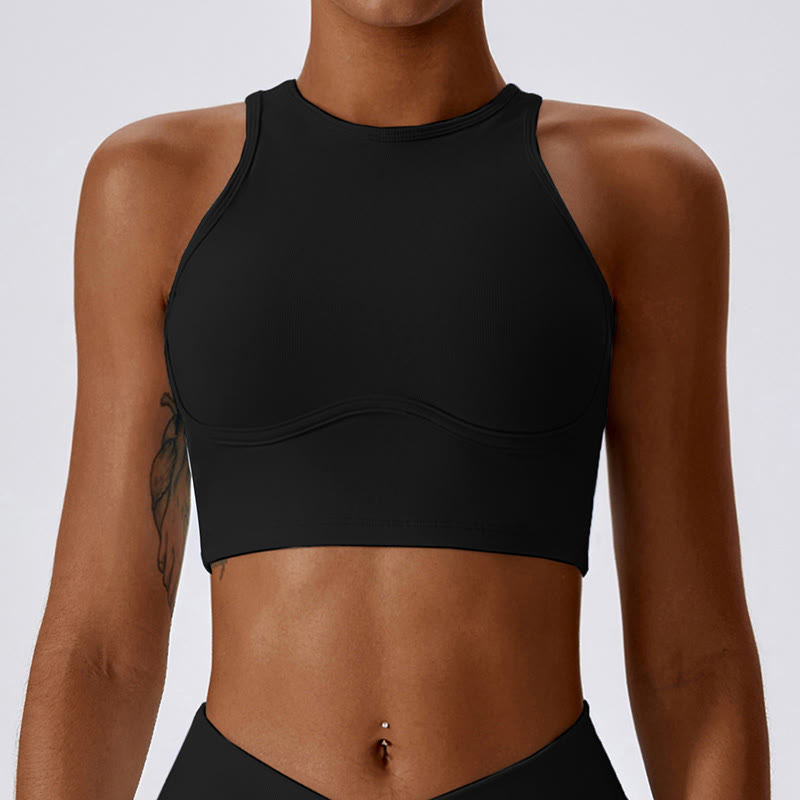 Top corto sin mangas con Buddha Stones y pantalones acampanados para deportes, fitness y yoga