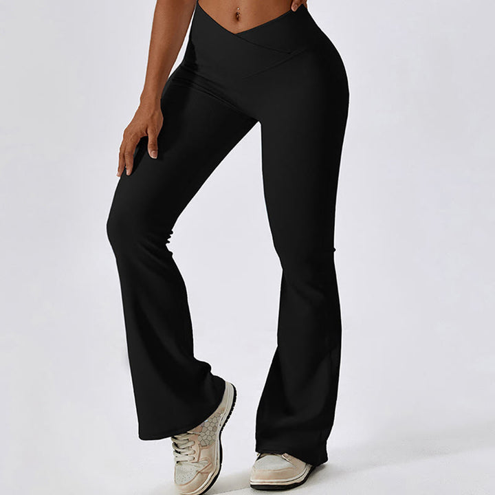 Top corto sin mangas con Buddha Stones y pantalones acampanados para deportes, fitness y yoga